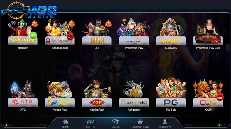 รวมค่ายเกมสล็อตชั้นนำระดับโลกที่เปิดให้บริการบน M98